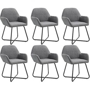 Set of 6 Dark Grey Fabric Dining Chairs