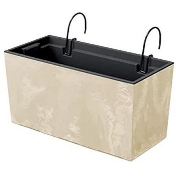 Maceta URBI CASE BETON EFFECT W 395x185x195 Hormigón Color Crema con Ganchos de Sujección y Depósito