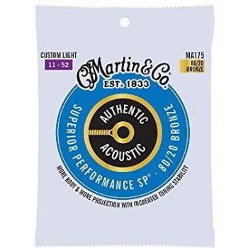 Martin Authentic Acoustic MA175 Custom Light 80/20 Bronze Guitar Strings 11-52