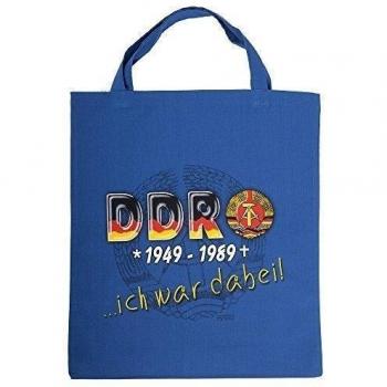 Bolsa de algodón con Motivo impreso - DDR ich war con ello Insignia Emblema - 12380 azul