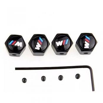 4 tapones de válvula con antirrobo Logo BMW Serie M negro