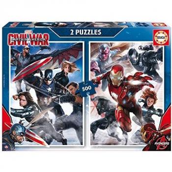 Capitán America - 2 Puzzles Civil War, 500 Piezas