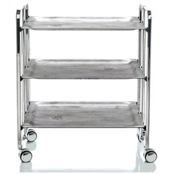 Carrito Auxiliar Plegable Bauhaus con Ruedas y 3 Estantes, Estructura Cromada de Alta Calidad