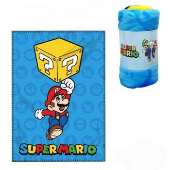 Manta Polar Super Mario 100% Oficial Infantil Azul 100 x 140 cm