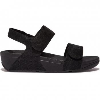 Sandalias de cuña para mujer FitFlop Lulu Shimmerlux en elegante color negro