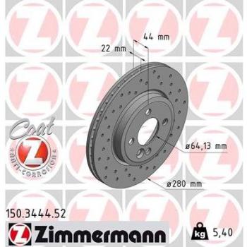 Disco de freno ZIMMERMANN 150.3444.52