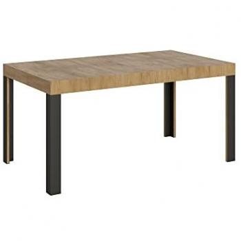 Mesa extensible 90x160/264 cm con estructura antracita y acabado en roble natural