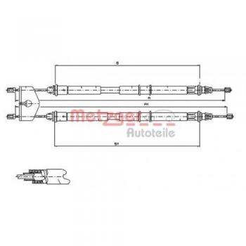 Cable de freno de mano Metzger 11.5453 para Ford Fiesta, Fusion y Mazda 2 (hasta 09/07)
