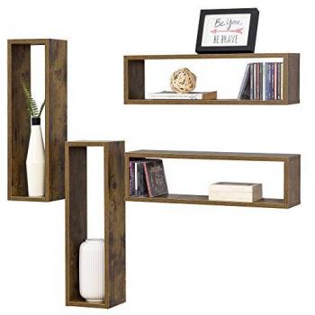 Juego de 4 estantes flotantes para pared Fagernes - aglomerado efecto madera tono oscuro 59 x 14,5 x 17 cm