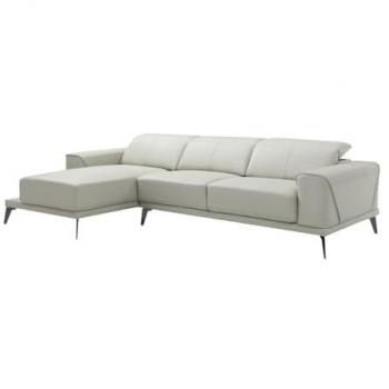 Sofá Esquinero Izquierdo de Cuero de Búfalo Beige ANDOR - 5 Plazas - 3 Respaldo Relax