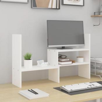Soporte para Monitor de Madera Maciza de Pino, Dimensiones: (39-72)x17x43 cm, Colores disponibles: Marrón miel, Natural y Blanco