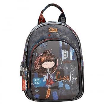 Mochila Mediana de Mujer Anekke Contemporary - Polipiel con Asas Regulables y Bolsillos Frontales y Traseros - 24x30x7 cm