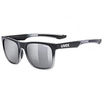 Uvex LGL 42 Square Sunglasses - Black Transparent/Silver Mirror, Unisex