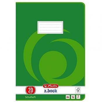Cuaderno Herlitz A4, 16 hojas, 80g, línea 20, en blanco, FSC Mix, diseño Wirbel verde