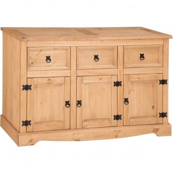 Mercers Furniture Corona – 3 puertas 3 cajones aparador, madera, pino, grande