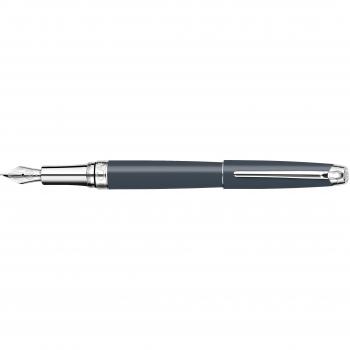 pluma caran d-ache leman pavonado gris adornos chapado plateado rodiado plumin oro 18k con estuche plumin medio