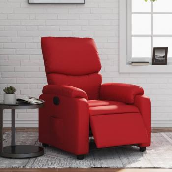 Sillón reclinable eléctrico de cuero sintético en colores negro, crema, marrón y rojo