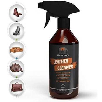 LeatherRanch Spray Limpiador Cuero Coche, Bolsos, Zapatos, Chaquetas, 500ml - Limpiador Cuero Sofas, Elmina la Suciedad y Previene la Decoloración - Limpia Tapicerias Coche, Volante y Asientos Cuero