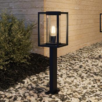 Bolardo luminoso Lucande Ferda, 60cm de alto, moderno, hecho de aluminio negro, 1 llama E27, ideal para iluminación de senderos y exteriores