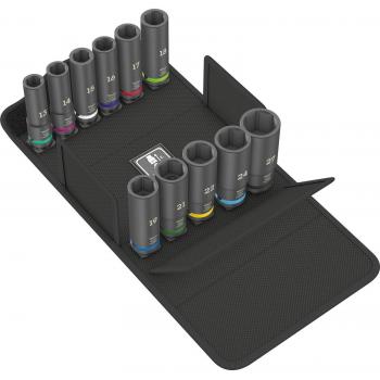 Juego de llaves de vaso Impaktor 8790 C Deep Set 1 y juego de puntas de atornillar Wera de 11 piezas con puntas hexagonales
