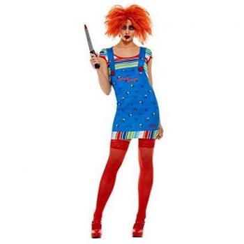 Smiffys Officially Licensed Chucky Costume Disfraz oficial, color azul, L-UK Size 16-18