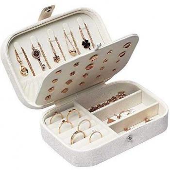 Lrikas Joyero Pequeño Joyero Viaje Joyeros Mujer Pequeña Joyero Jewelry Organizer para Anillos, Aretes, Pendientes, Pulseras y Collares