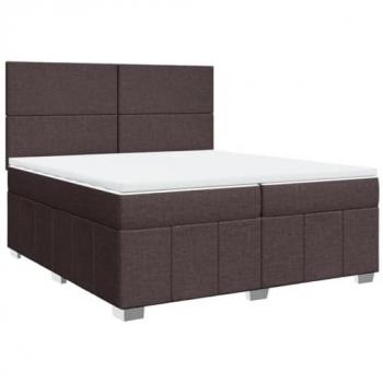Cama box spring con colchón de tela marrón oscuro 200x200 cm