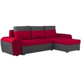 Sofá-cama rinconero y reversible de tela GABY - Bicolor rojo y antracita