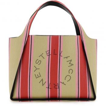 Stella McCartney 'Stella Logo' Striped Raffia Tote Bag in Mixed Colours, Size: One Size, Female