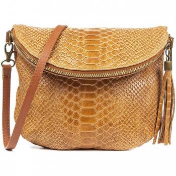 Bolso bandolera Ancona de piel auténtica con grabado de serpiente - Firenze Artegiani