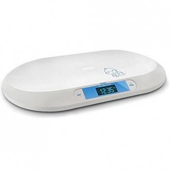 Daga BB-20 - Báscula para Bebé con Diseño Curvo, Diseño Slim de Alta Precisión, Función TARA, Display XL Retroiluminado, Kg / Lb/ St, Auto-Stop, Máx 20 kg / Precisión 10g