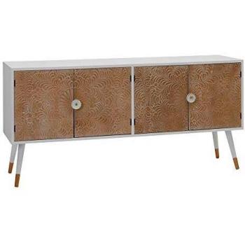 Aparador Shabby Chic Blanco y Natural Grabado de Madera de Pino de 120x40x79 cm - LOLAhome