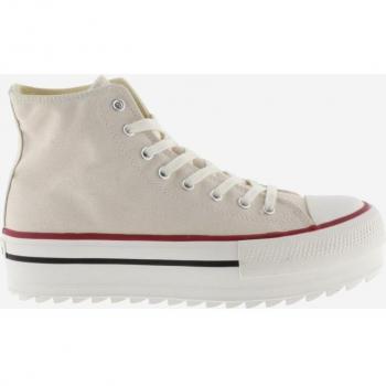 Zapatillas Victoria Tribu para Mujer en Piel Beige con Logo Retro y Suela Dentada Abotinadas 1061121