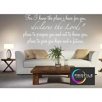 Para Sé los Planes HE para usted. declares el Señor no Planes proser a ti y a los daños You... arte de pared adhesivo Tamaño aproximado 1165 X 575 mm fabricado en el Reino Unido por perfil Sign
