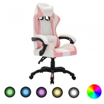 Silla Gaming LED RGB Rosa y Negro Leatherette Lights