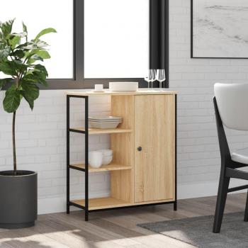 Aparador de madera de ingeniería 70x30x80 cm en color roble Sonoma, mueble de almacenaje para salón, buffet, armario auxiliar y armario de almacenamiento