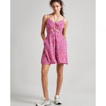 Vestido corto de tirantes con aberturas frontales