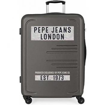 Pepe Jeans Edison Maleta Grande Gris 56x79x33 cms Rígida ABS Cierre combinación 125L 4,6Kgs 4 Ruedas Extensible