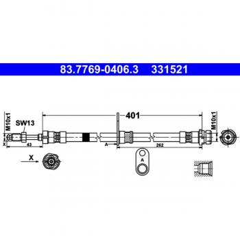 Tubo de freno ATE 83.7769-0406.3, Derecha / Latiguillo de freno ATE 83.7769-0406.3