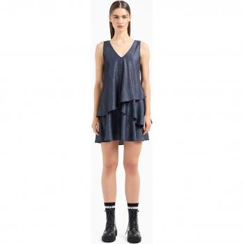 Vestido de mujer con volantes en color azul marino de Armani Exchange