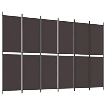 vidaXL 6-Panel Room Divider Brown 300x200 cm Fabric