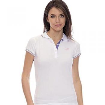 Leone - Polo de Mujer de Manga Corta con Logo pequeño - Blanco ÓPTICO