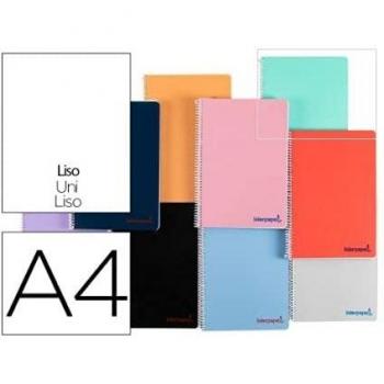 Cuaderno espiral liderpapel a4 wonder tapa plastico 80h 90 gr liso colores surtidos