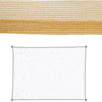 Toldo Vela de Sombra Rectangular Beige 300 x 400 cm Polietileno Alta Resistencia con Protección UV