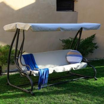 Balancín Convertible en Cama de 3 Plazas con Toldo de Poliéster