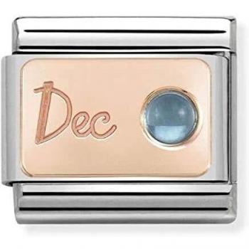 Charm Clásico de Oro Rosa con Topacio Azul Claro del Mes de Diciembre - NOMINATION 43050812