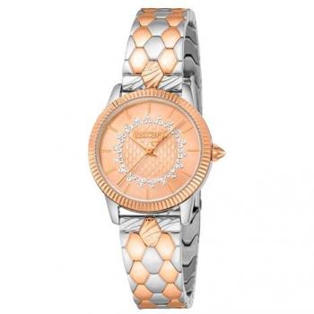 Just Cavalli Glam Chic Daydreamer Women's Analog Stainless Steel Watch with Mother of Pearl Dial and Silver-Grey Strap