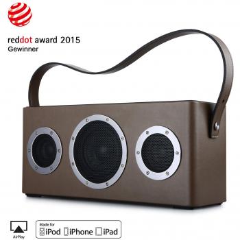 Altavoces Inalámbricos Portátiles, GGMM M4 WIFI/Bluetooth Altavoces Portátiles, Batería Recargable al Aire Libre , Exterior Cuero con Mango Interior Madera, 44W de Salida, Conectar con Airplay/DLNA/Spotify/Pandora/iHeartRadio