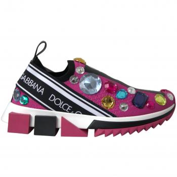 Dolce & Gabbana Pink Sorrento Crystals Sneakers Shoes - EU37.5/US7