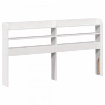 Cabecero de cama con estantes madera maciza pino blanco 160 cm